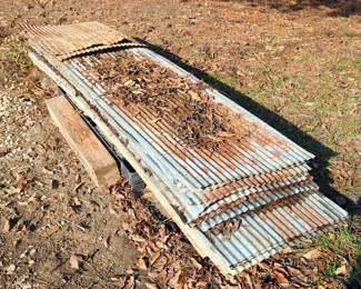 Corrugated Strong Barn Tin, Approximately 20 Sheets, Each Measures Approximately 98" L x 27" W
