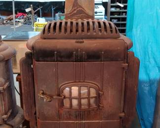 Antique National Excelsior Stove & Mfg Co Cast Iron Wood Stove, No 240 Duplex, 69" x 30" x 19"