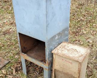 Metal Self-Feeding Dog Feeders, 46.5" x 17.5" x 17.5", 100 Lb. Capacity, And 23" x 12" x 11"