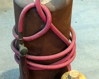 Vintage Acetylene Tank With Gauge And Torch