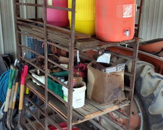 Metal 3 Sided 3 Shelf Rolling Shop Cart, 80" x 43" x 27"