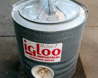 Igloo Heavy Duty Perm-A-Lined 2 Gallon Drinking Dispenser With Spigot, And Vintage Coleman "Holds The Cold" Handled Chest Cooler, 13" x 16.5" x 10"
