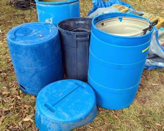 Greif Bros. Corp. Rain Barrels, 55 Gallon, Qty 2, And 30 Gallon, Qty 1