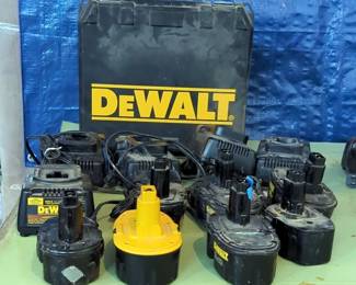 Dewalt 18V And 14.4V Rechargeable Batteries, Total Qty 7, Chargers, Qty 5, And Hardsided Case
