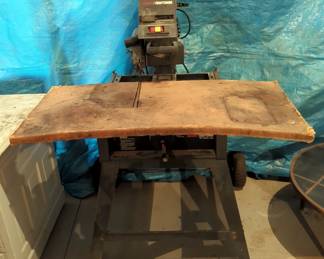 Sear Craftsman 10" Radial Saw, Model 113.198111, On metal Stand With Air Tires, 36.5" x 48" x 39" Powers On