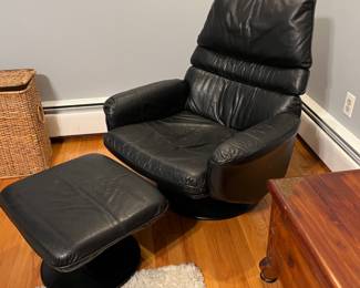 1980's leather chair and ottoman