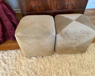 pair of cube shaped ottomans