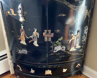 Chinese hard stone corner cabinet