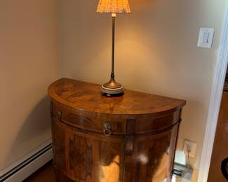 1 of 2 demilune cabinets, 1 of 2 decorative lamps