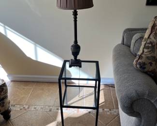 1 of 2 Pottery Barn end tables, 1 of 2 decorative lamps