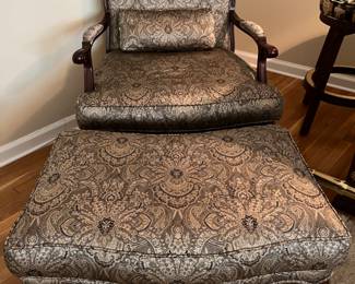1 of 2 upholstered occasional chairs, 1 ottoman