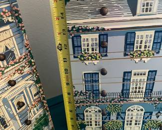 Jewelry 'houses' - 22" tall and 16" tall. Substantial pieces that are well made and beautifully painted. 