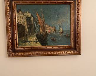 Italian coast oil painting