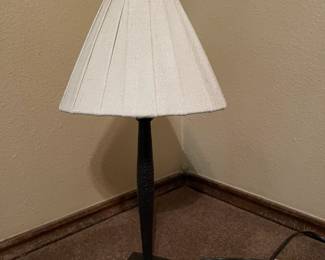 Small black iron base table lamp
