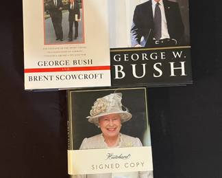 Signed copies of A World Transformed, Decision Points and Our Queen.