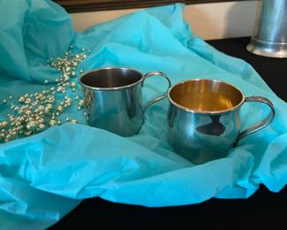 Silver plate baby cups.