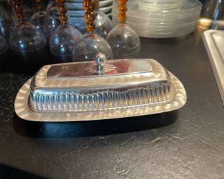 Silver butter dish