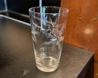 Vintage Fostoria Atomic Starburst small aperitif glasses. Set of six.