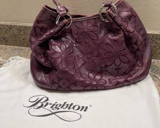 Women's burgundy with daisy motif Brighton bag
