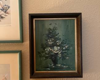 Small oil painting with heavy green accents