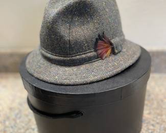 Vintage Scottish fedora with feather accent. Hand made in Scotland