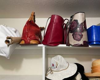 Brighton, Brahman, and other designer purses. Also very nice women's structured and unstructured winter hats