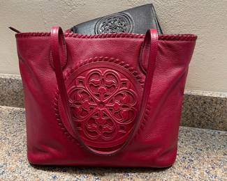 Women's bright red Brighton bag with matching wallet