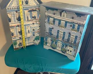 Jewelry 'houses' - 22" tall and 16" tall. Substantial pieces that are well made and beautifully painted. 