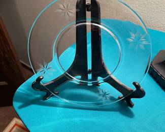 Fostoria Atomic Starburst plates. Set of eight.