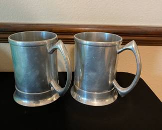 Silver plate beer steins.