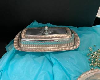 Silver plate butter dish.