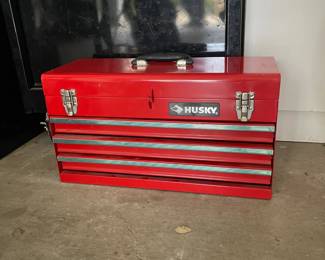Bright red Husky portable tool box