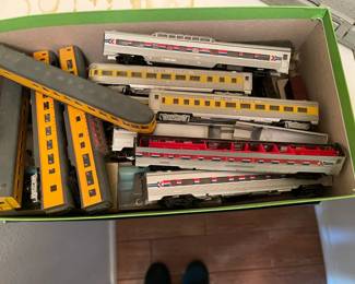 Dozens of model train cars