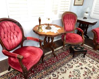 Antique parlor chairs in fantastic condition.