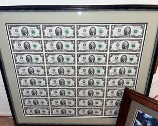 Uncut sheet of $2 bills 