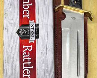 Timber Rattler Western 11" Blade Bowie Knife With Leather Sheath And Original Box