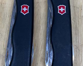 (2) Black Victoronix Swiss Made Army Knives