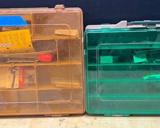 (2) Plano Plastic Tackle Organizers With Contents - Hooks And Lures