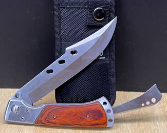Good Worker Long Blade Folding Knife With Soft Case 