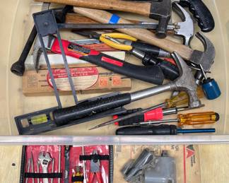 Assorted Hand Tool Lot - Hammers, Saw, Screwdrivers, Angle Drive Kit