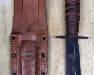 Camillus 2-1984 Pilot's Survival Fixed Blade Knife With Leather Sheath And Stone 