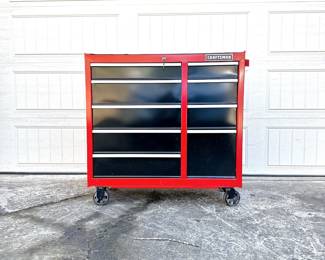 RED CRAFTSMAN 9 DRAWER STEEL ROLLING TOOL BOX - TOOL CHEST - TOOL CABINET