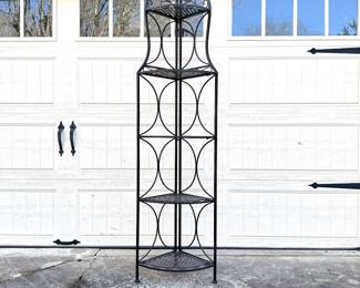 METAL 5-TIERED CORNER RACK/SHELVING UNIT - COLLAPSABLE - STORAGE - BLACK IN COLOR