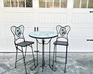 3 PIECE OUTDOOR BISTRO SET HEAVY DUTY METAL PATIO FOLDING CHAIRS