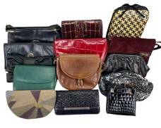 Vintage Handbag Lot MUSE VALEV HandPainted Wearables, LA REGALE, GREEN MOUNTAIN, Assorted Leather and Straw Handbags