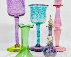 Murano Art Glass Candlestick, Goblets, Vase and vanity perfume
