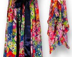 Beautiful REMBRANDT OLE BORDEN GARDEN FLORAL MAXI SLEEVELESS DRESS W/ MATCHING SHAWL SIZE 6 sheer hippie boho