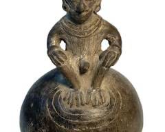 Pre Columbian Black Nude Man Vessel with Handle