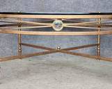 Fantastic Gilt Painted Metal and Glass X Base Coffee Table Hollywood Regency Style