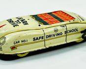 1950s Vintage MARX Tin Litho Driver Training Windup Car. "Learn to Drive".